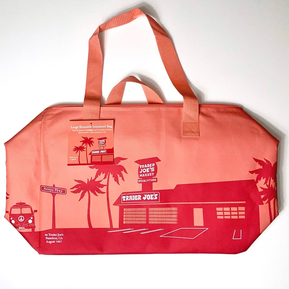 NWT Trader Joe's Peach LARGE Insulated Cooler Bag. Summer Spring Beach